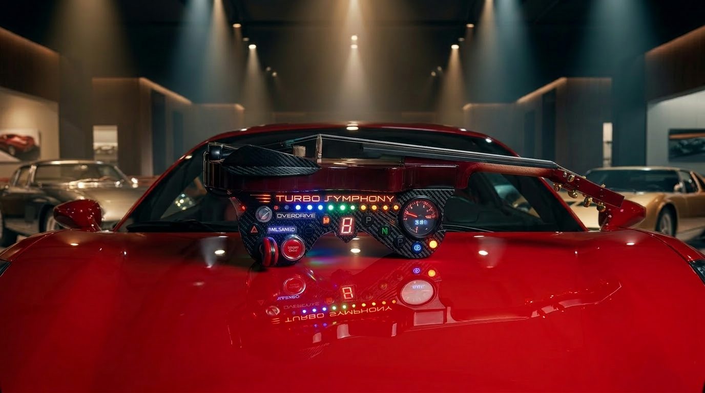 TurboViolin davanti a supercar rossa